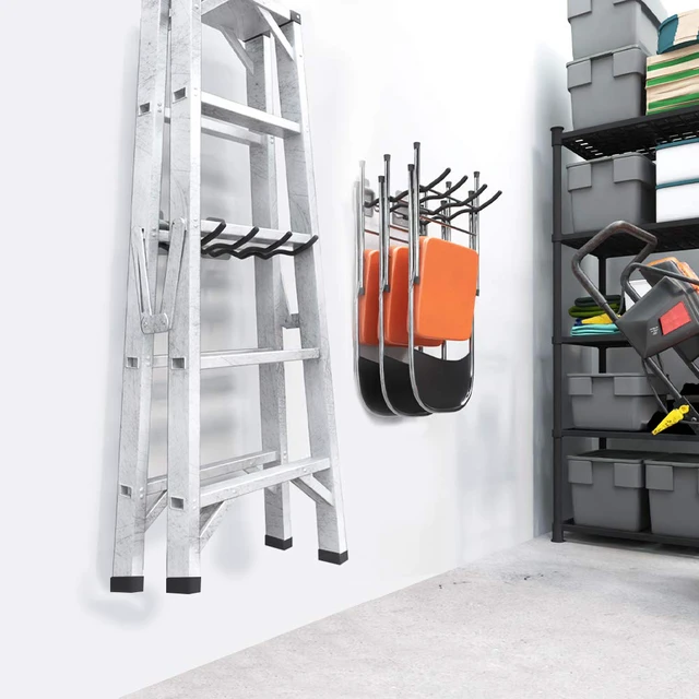 Alt view image 7 of 7 - Garage Tool Organizer Hooks, 4-Pack Heavy-Duty 12" Steel Wave Hooks Wall Mount Garage Storage Utility Hook for Car Tires, Ladder, Chairs, Power tools, Garden tools