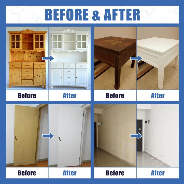 Alt view image 5 of 7 - All-in-One Paint - Multi Surface White Paint - Furniture and Cabinet for Interior/Exterior - No Sanding, Quick Drying, Perfect for Wood, Wall, Metal and More, 32 Oz