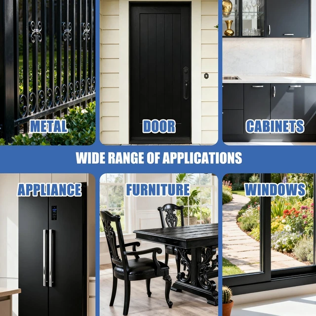 Alt view image 6 of 7 - All-in-One Paint - Multi-Surface Black Paint, Furniture and Cabinet for Interior/Exterior - No Sanding, Quick Drying - Perfect for Wood, Wall, Appliance, Metal & More, 16 Oz