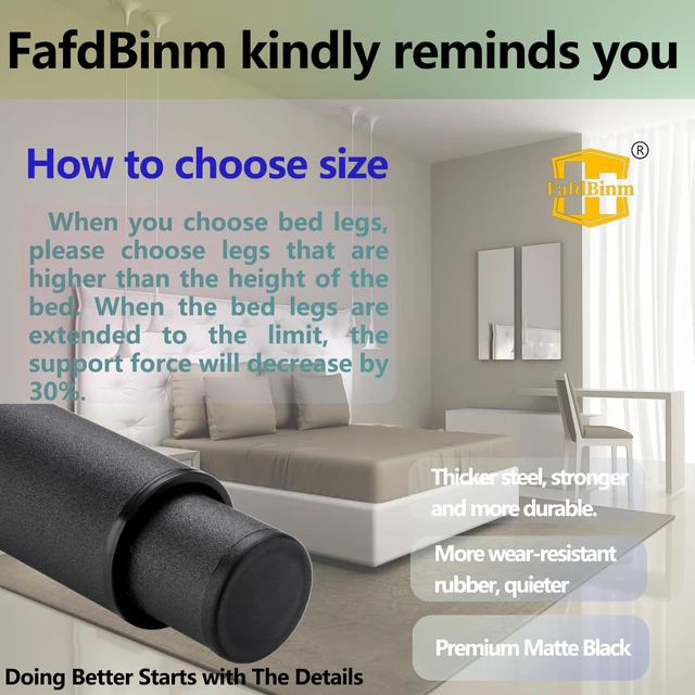 Alt view image 6 of 7 - 10-17.5in Bed Support Legs for Bed Frame Support,Slat Support 4PC Bed Frame Legs Length Adjust, Stabilizer for Under Bed,Bed Center Support,For Sagging or Tilted Bed Frame,Bed Slats Warped