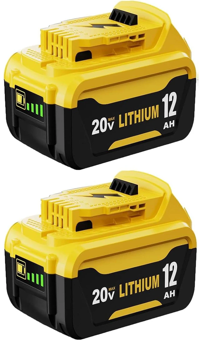 Main image of 2 Pack 12.0Ah Extended Runtime Battery Replacement for Dewalt 20V Battery Compatible with Dewalt 20 Volt Max Battery DCB206 DCB207 DCB204 DCB201 DCB200 DCD/DCF/DCG Series Power Tools (Yellow)