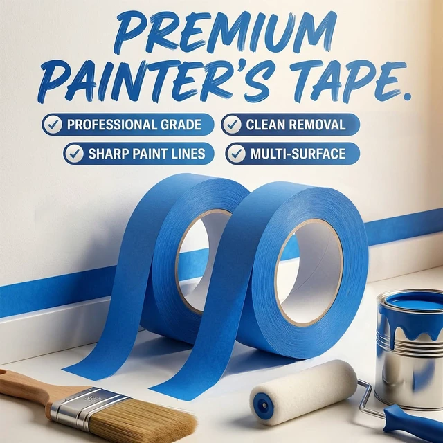 Alt view image 2 of 7 - Blue Painters Tape 1 Inch Wide, 6 Rolls 0.98 in x 55 Yards Blue Masking Tape, Multi Surface Painter's Tape with Clean Removal, No Residue Paint Tape for Walls, DIY & Home Improvement