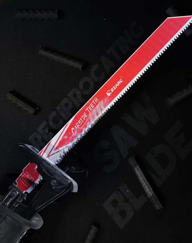 Alt view image 5 of 7 - Carbide Reciprocating Saw Blade, 12-Inch 8TPI, Thick Metal, 1-Pack Carbide Teeth, Up to 50x Longer Life Than Bi-Metal, Cuts Cast Iron, Alloy Steel, Stainless Steel, Rebar, Car Beams