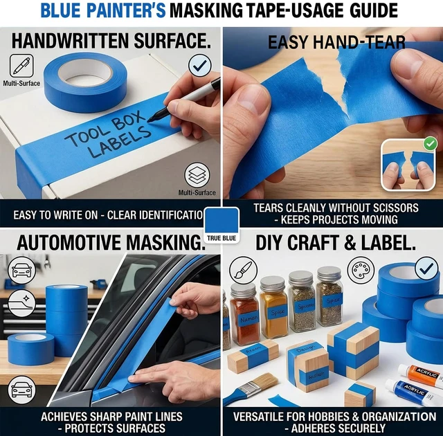 Alt view image 5 of 7 - Painters Tape 2 Inch Wide 1.89 in. x 55 Yds, 6 Rolls - Blue Masking Tape for Wall Painting, DIY, Multi-Surface Use, Easy Removal, No Residue, Strong Adhesion