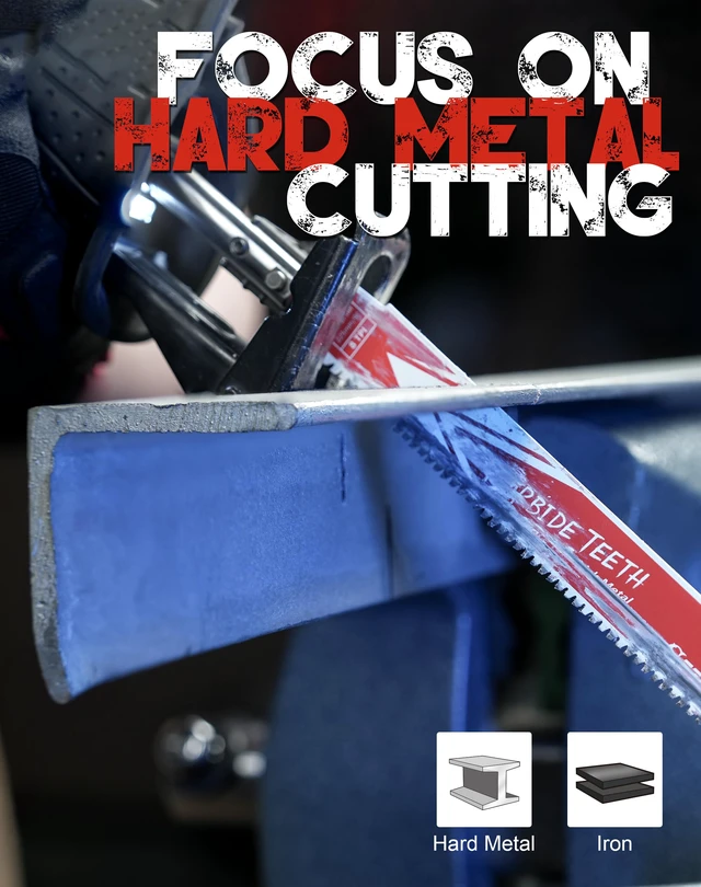 Alt view image 6 of 7 - Carbide Reciprocating Saw Blade, 12-Inch 8TPI, Thick Metal, 1-Pack Carbide Teeth, Up to 50x Longer Life Than Bi-Metal, Cuts Cast Iron, Alloy Steel, Stainless Steel, Rebar, Car Beams