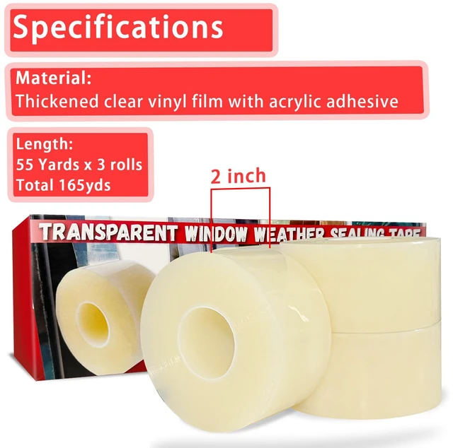 Alt view image 2 of 7 - Window Sealing Tape, AC Insulation, 3 Pack - 2 inch x Total165yds(495 FT) Waterproof Blocker for Cold Heat Air, Windproof, No Residue Strong Adhesive