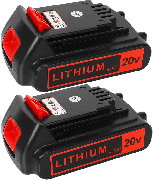 Main image of Battery Replacement for Black+ Decker 20V Lithium 4.0 ah 2 Pack High-Capacity Extended Runtime Compatible with LBXR20 LBXR2020 LBX20 LBXR2520 LB2X4020 LB2XR20