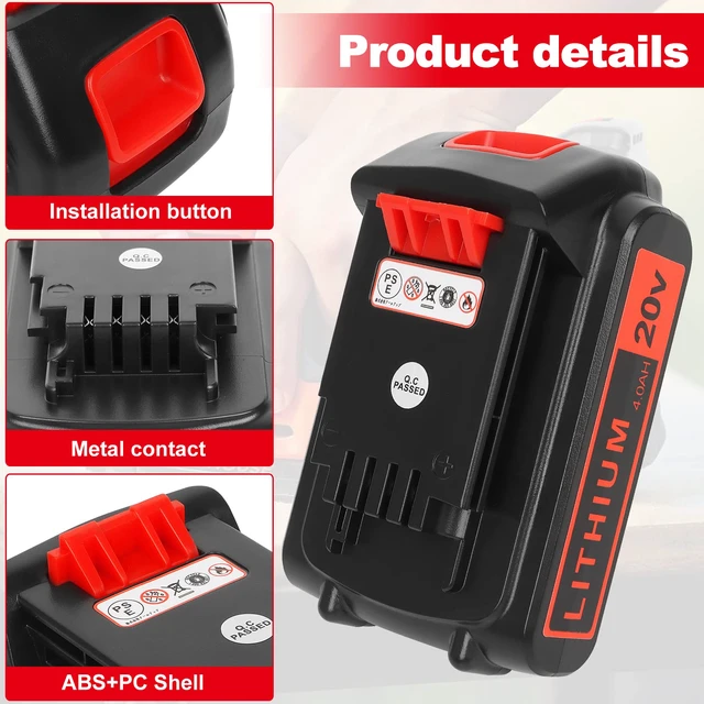 Alt view image 2 of 6 - Battery Replacement for Black+ Decker 20V Lithium 4.0 ah 2 Pack High-Capacity Extended Runtime Compatible with LBXR20 LBXR2020 LBX20 LBXR2520 LB2X4020 LB2XR20