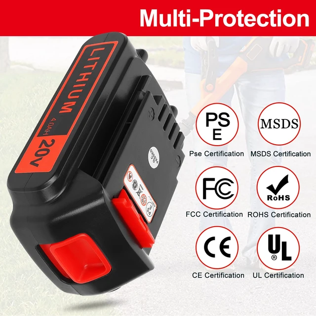 Alt view image 3 of 6 - Battery Replacement for Black+ Decker 20V Lithium 4.0 ah 2 Pack High-Capacity Extended Runtime Compatible with LBXR20 LBXR2020 LBX20 LBXR2520 LB2X4020 LB2XR20