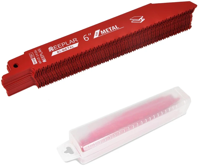 Main image of 25 Pack 6 inch 14/18 TPI Bi-Metal Auto Dismantling Sawzall Blade for Metal M42 Bimetal Dual Tooth Design Replace Milwaukee and Diablo saw Blade with Perma-Shield Coating for 1/16-5/16 Medium Metals