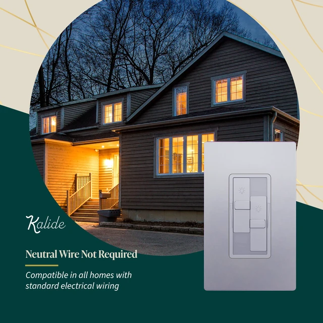 Alt view image 5 of 7 - Elite Series Kalide Dual Load Dimmer Light Switch, Double LED Dimmer Switch, Full Range Dimming, Single Pole, 120VAC, 60Hz, 200W LED/CFL, Neutral Wire Not Required, TGDDS-SV, Silver