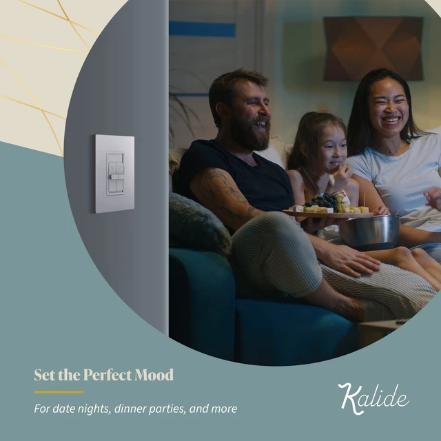Alt view image 6 of 7 - Elite Series Kalide Dual Load Dimmer Light Switch, Double LED Dimmer Switch, Full Range Dimming, Single Pole, 120VAC, 60Hz, 200W LED/CFL, Neutral Wire Not Required, TGDDS-SV, Silver