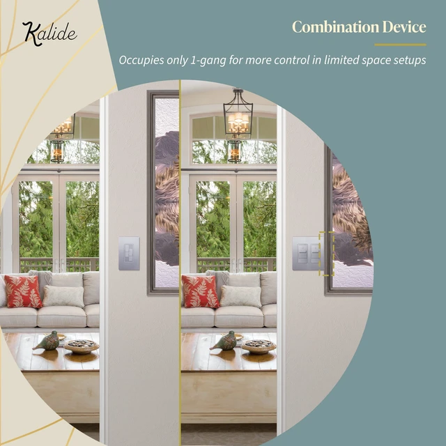 Alt view image 7 of 7 - Elite Series Kalide Dual Load Dimmer Light Switch, Double LED Dimmer Switch, Full Range Dimming, Single Pole, 120VAC, 60Hz, 200W LED/CFL, Neutral Wire Not Required, TGDDS-SV, Silver