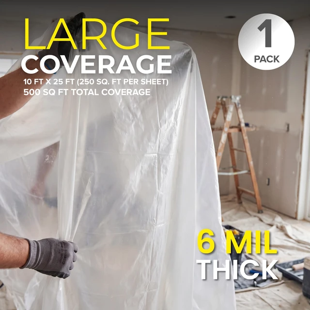 Alt view image 2 of 6 - Plastic Sheeting (10' x 25') Long, 6 Mil - UV Protection Poly Sheeting Polyethylene Film, Heavy Duty Greenhouse Plastic Sheeting