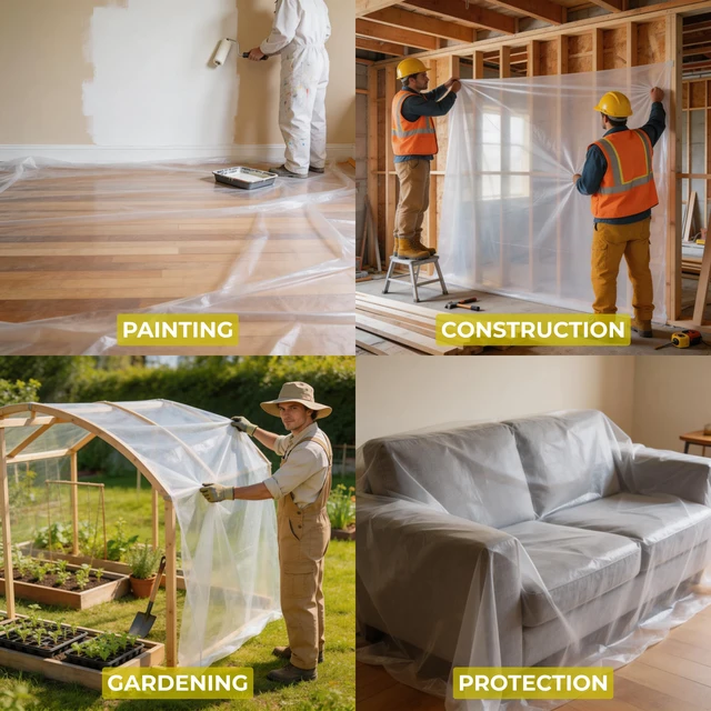 Alt view image 6 of 6 - Plastic Sheeting (10' x 25') Long, 6 Mil - UV Protection Poly Sheeting Polyethylene Film, Heavy Duty Greenhouse Plastic Sheeting