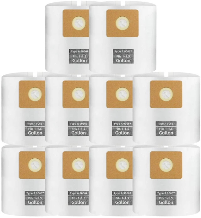 Main image of 10 Pack for Shop Vac Bags 1-1.5 Gallon Type A 90667 9066733 Drying Using 1-1/2" Port Micro Filter Bags