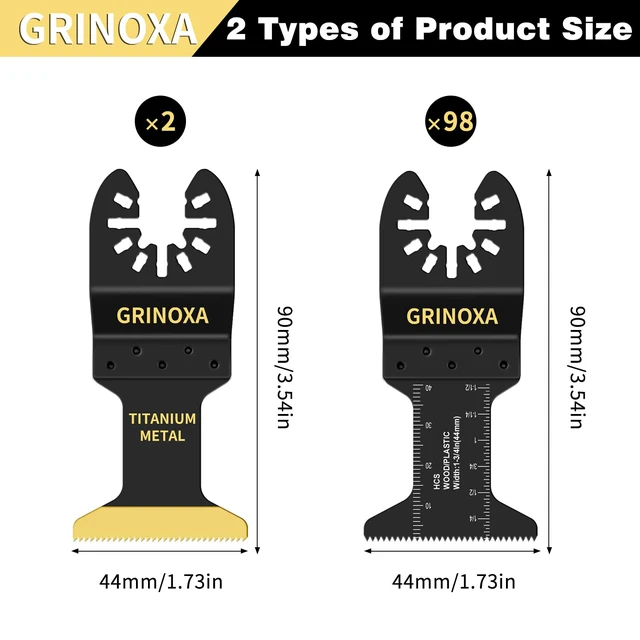 Alt view image 2 of 7 - 100PCS Multi Tool Blades, Multitool Blades for Wood Plastics Metal Cutting Universal Titanium Oscillating Tool Blades Multitool Quick Release Oscillating Saw Blades Fit for Dewalt Milwaukee Ryobi Fein