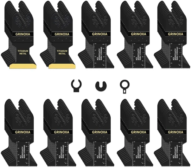 Main image of 100PCS Multi Tool Blades, Multitool Blades for Wood Plastics Metal Cutting Universal Titanium Oscillating Tool Blades Multitool Quick Release Oscillating Saw Blades Fit for Dewalt Milwaukee Ryobi Fein