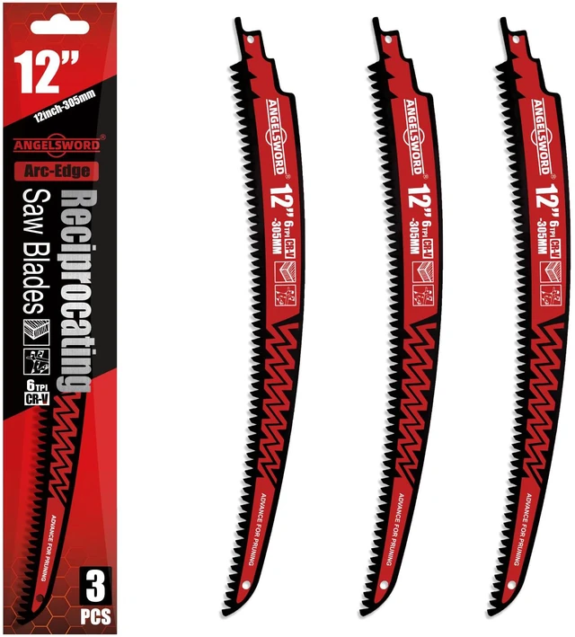 Main image of 12 Inch Arc Edge Reciprocating Saw Blade, 6TPI Sawzall Blade, Wood Pruning Saw Blade for Tree Trimming, Wood Cutting, 3 Pack