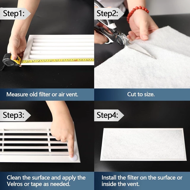 Alt view image 6 of 6 - Air Vent Filters,12"x120"Cut to Fit Air Filter Material (60+Filters),MERV 8 Electrostatic Air Vent Filter for Home Floor, Grilles, Ceiling, HVAC Furnace Vents, With 48PCs Adhesive Hook Tape