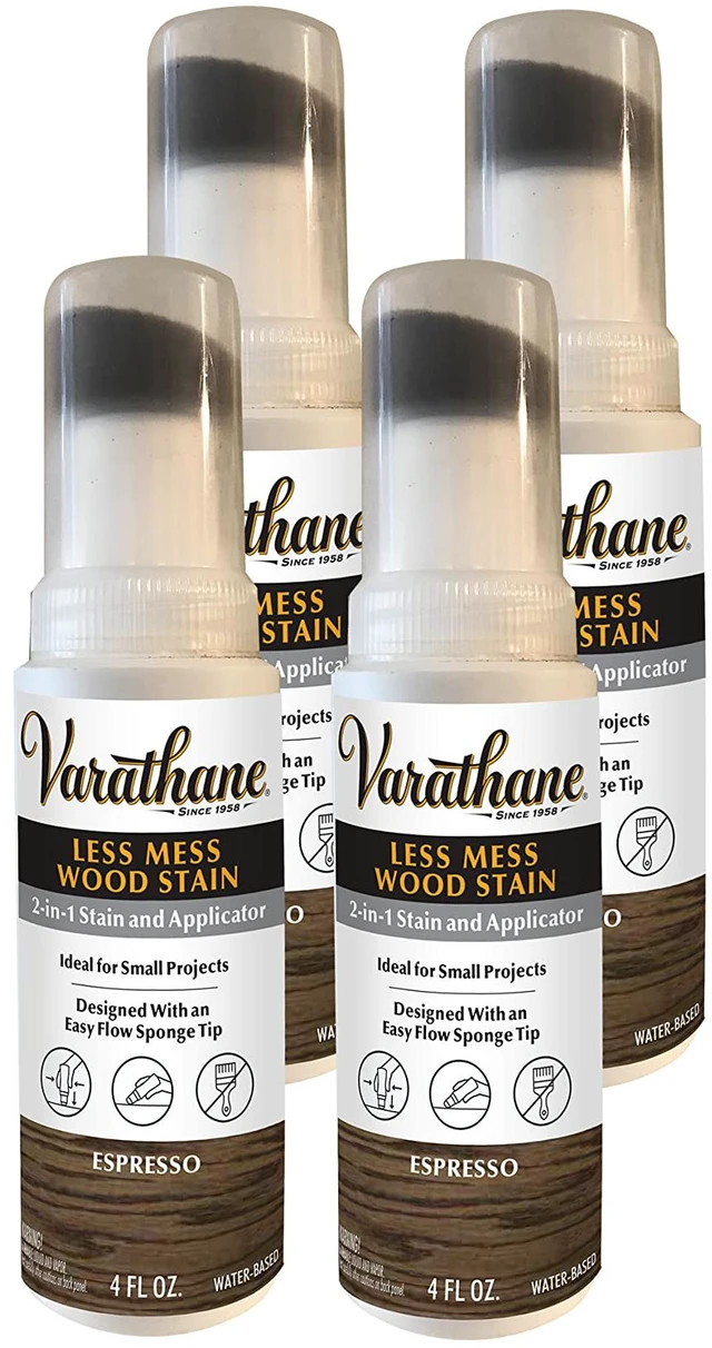 Main image of Less Mess Espresso Wood Stain & Applicator Built-In Applicator, Interior Wood Projects, Water-Based, Easy Touch-Up, Low Drip Formula, 4 Oz