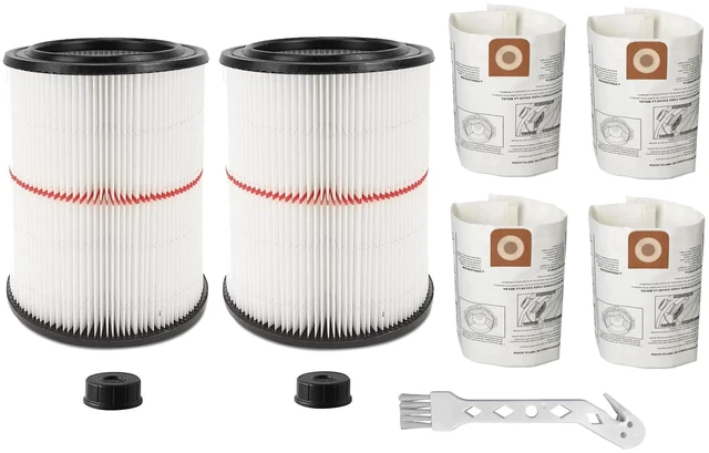 Main image of 17816 Filter for Craftsman 17816 Shop Vac Filter 5-16 Gallon Wet/Dry Vacs 2 Pack,Replacement for Craftsman 9-17816 Vac, with 4 Pcs CMXZVBE38749 General Purpose Shop Vac Dust Collection Bags