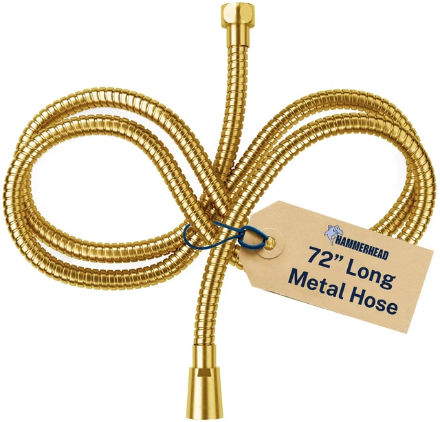 Main image of Solid Metal Shower Hose Attachment for Showerhead, Extra-Long 72-Inch Universal Replacement Hose for Hand held Shower, Brushed Gold