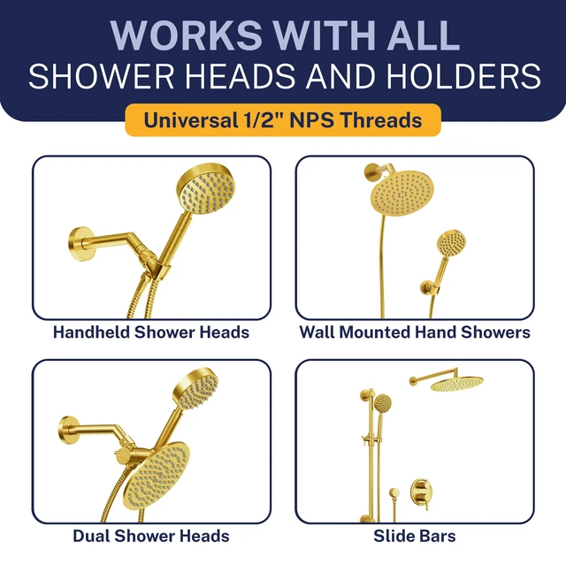 Alt view image 4 of 7 - Solid Metal Shower Hose Attachment for Showerhead, Extra-Long 72-Inch Universal Replacement Hose for Hand held Shower, Brushed Gold