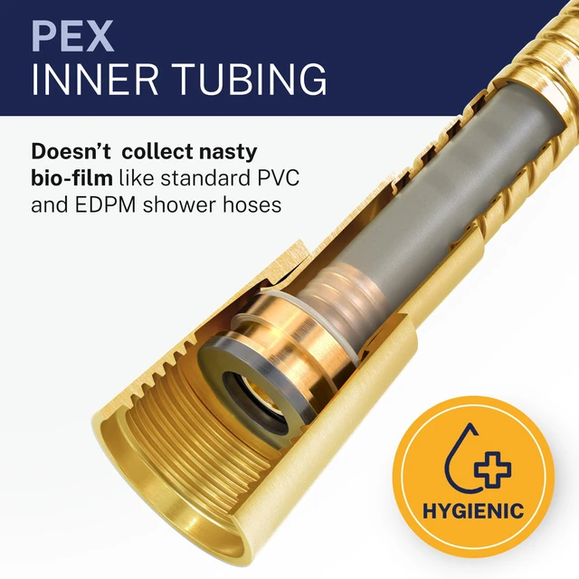 Alt view image 5 of 7 - Solid Metal Shower Hose Attachment for Showerhead, Extra-Long 72-Inch Universal Replacement Hose for Hand held Shower, Brushed Gold