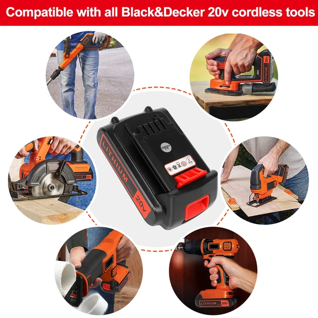 Alt view image 5 of 6 - Battery Replacement for Black+ Decker 20V Lithium 4.0 ah 2 Pack High-Capacity Extended Runtime Compatible with LBXR20 LBXR2020 LBX20 LBXR2520 LB2X4020 LB2XR20