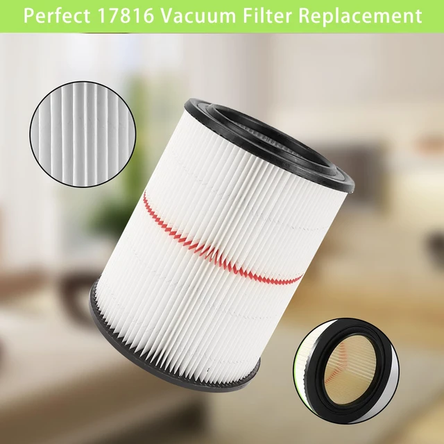 Alt view image 5 of 7 - 17816 Filter for Craftsman 17816 Shop Vac Filter 5-16 Gallon Wet/Dry Vacs 2 Pack,Replacement for Craftsman 9-17816 Vac, with 4 Pcs CMXZVBE38749 General Purpose Shop Vac Dust Collection Bags