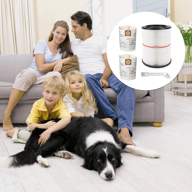 Alt view image 7 of 7 - 17816 Filter for Craftsman 17816 Shop Vac Filter 5-16 Gallon Wet/Dry Vacs 2 Pack,Replacement for Craftsman 9-17816 Vac, with 4 Pcs CMXZVBE38749 General Purpose Shop Vac Dust Collection Bags