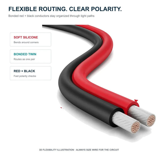 Alt view image 4 of 7 - 18 AWG Silicone Wire, 66 ft Red Black 2-Conductor Tinned Copper Clear polarity identification for LED, RC, robotics, small DC motors and low-voltage control wiring