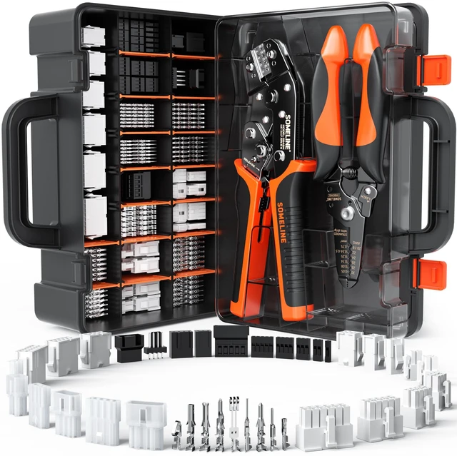 Main image of Crimping Tool Connector Kit, 41 Types of Connectors (2.54-4.2mm), Compatible with Molex Mini-Fit Jr 4.2mm, Standard.062" (3.68mm), Dupont 2.54mm, KF2510 and KK254, Crimper for 30-16 AWG Wire