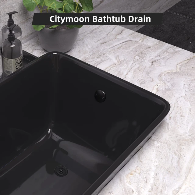 Alt view image 2 of 7 - Matte Black Tub Drain and Overflow Kit, Bath Tub Drain Stopper Set Tub Drains Cover, Lift & Turn Bathtub Drain Kit with 2-Hole Overflow Faceplate Conversion Kit Assembly Fine/Coarse Thread