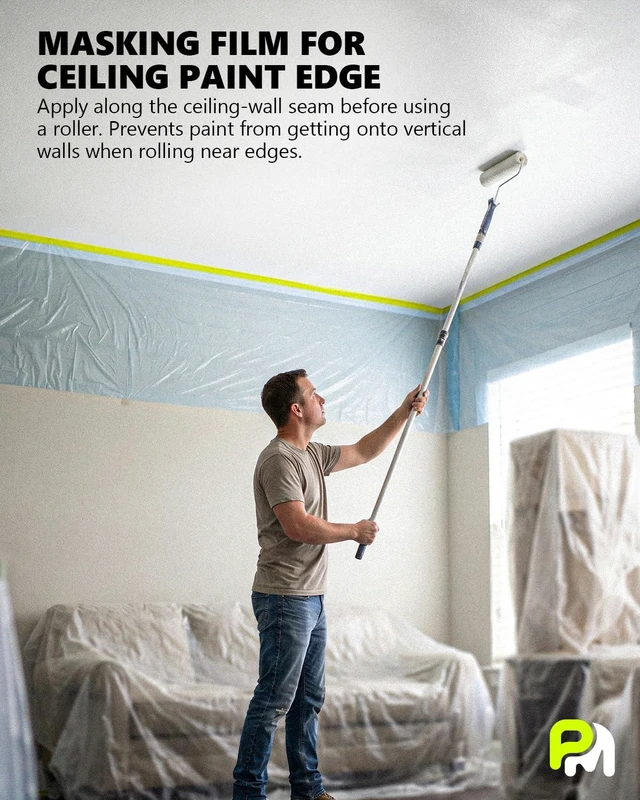Alt view image 4 of 7 - Pre-taped Automotive Masking Film for Painting - 3 Rolls Mixed Size Painters Plastic Sheeting Roll Masking Tape and Drape, Paint Supplies for Cars Walls Furniture Floor Spraying