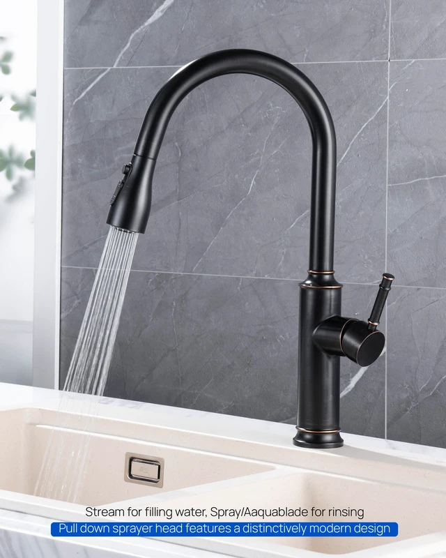 Alt view image 4 of 7 - Pull Down Kitchen Faucet Sprayer Head Replacement Part, 15 Connectors, 3 Function Pull Out Sink Sprayer Replacement Nozzle, Kitchen Faucet Head Hose Spray Tap Spout,Oil Rubbed Bronze
