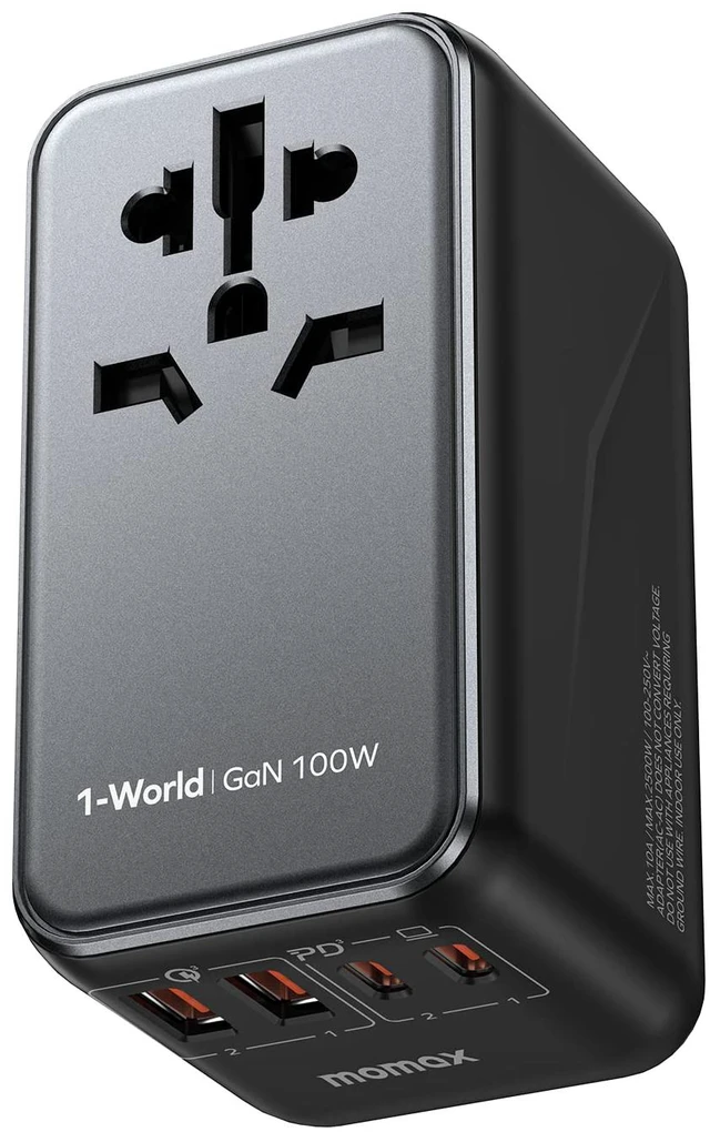 Main image of 100W Universal Travel Adapter, 5-in-1 GaN International Power Adapter for Laptop, Phone, 2 USB-C PD & 2 USB-A QC Wall Charger, European Travel Plug Adapter for UK/US/AUS/JP, Travel Essentials