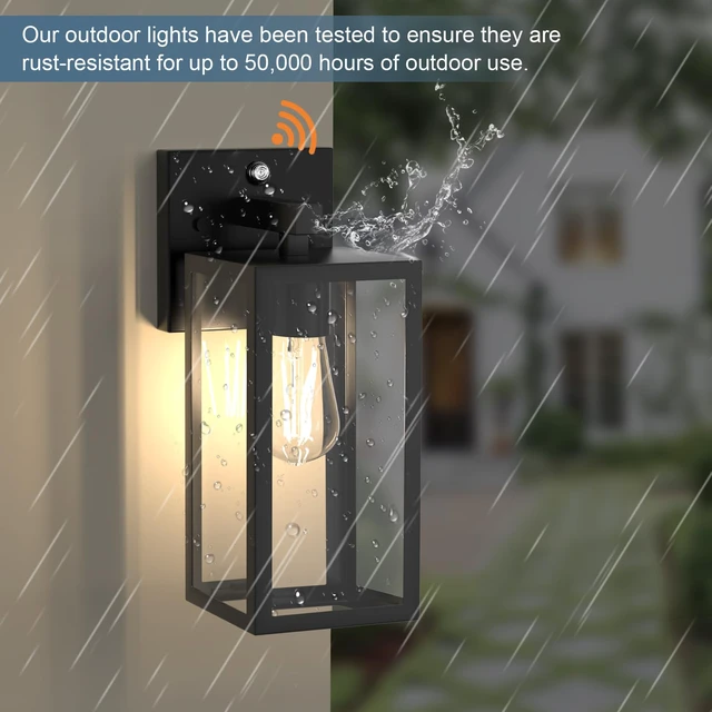 Alt view image 4 of 7 - Dusk to Dawn Porch Outdoor Light, Wall Light Fixtures Waterproof Exterior Wall Sconce Light Fixture with E26 Base for Patio Entryway Hallway (Bulb not Included)