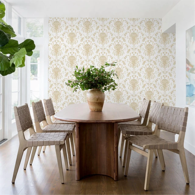 Alt view image 5 of 7 - Beige Peel and Stick Wallpaper Coastal Contact Paper Bathroom Ocean Wallpaper Boho Jellyfish Renter Friendly Waterproof for Cabinet Kitchen Bedroom Vinyl 17.3''x197''