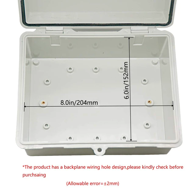 Alt view image 5 of 7 - 2pcs Junction Box ABS Plastic Dustproof Waterproof IP65 Electrical Boxes Hinged Shell Outdoor Universal Project Enclosure 8.7 x 6.7 x 4.3 inch (220x170x110 mm)