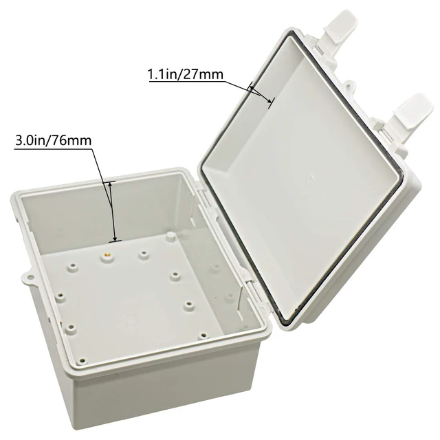 Alt view image 4 of 7 - 2pcs Junction Box ABS Plastic Dustproof Waterproof IP65 Electrical Boxes Hinged Shell Outdoor Universal Project Enclosure 8.7 x 6.7 x 4.3 inch (220x170x110 mm)