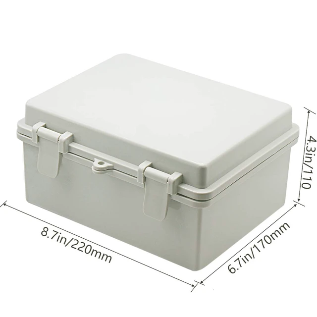 Alt view image 2 of 7 - 2pcs Junction Box ABS Plastic Dustproof Waterproof IP65 Electrical Boxes Hinged Shell Outdoor Universal Project Enclosure 8.7 x 6.7 x 4.3 inch (220x170x110 mm)