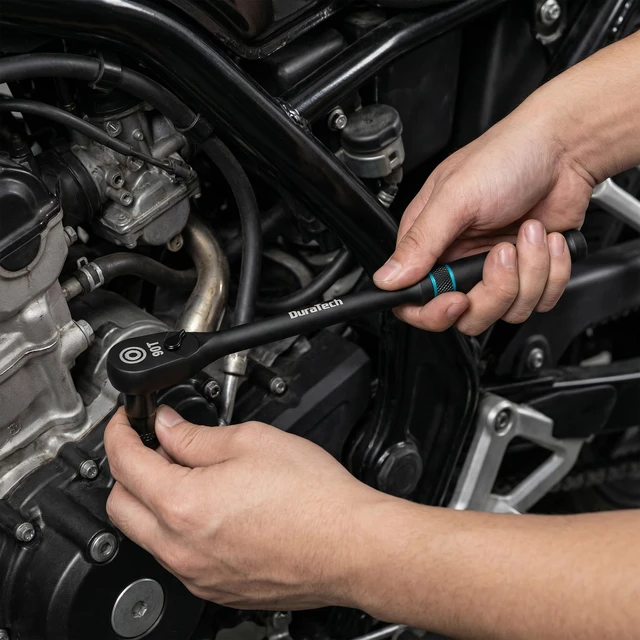 Alt view image 7 of 7 - Extra Long Handle 1/2-Inch Drive Ratchet, 90-Tooth Ratchet Wrench Socket Wrench with 15" Handle and Dust Proof Teardrop Enclosed CR-MO Head, Reversible, CR-V Made, Black Mn Phosphate Finish