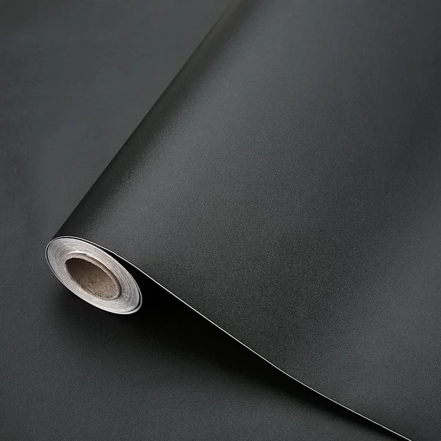 Main image of Black Contact Paper Peel and Stick Wallpaper for Cabinets 15.7"x236" Self-Adhesive and Removable Decorative Textured Contact Paper for Countertops,Shelve Wall Paper Easy to Clean