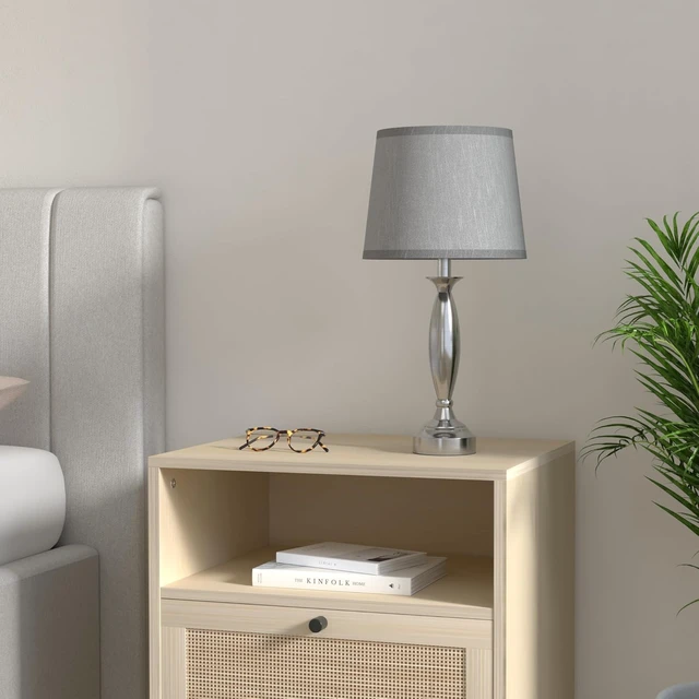 Alt view image 2 of 7 - Bedroom Lamps for Nightstand, 3 Way Dimmable Silver Bedside Lamps with USB Touch, USB C+A Ports, Bulb Included, Single, Gray Shade, Silver, Chrome, Bed Side lamps for Night Stands, Living Room