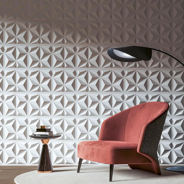 Alt view image 5 of 6 - 20 Pack Decorative 3D Wall Panels, 19 Sq.Feet PVC Interior Wall Décor, 11.8"x11.8", White