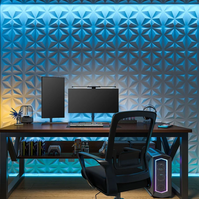 Alt view image 6 of 6 - 20 Pack Decorative 3D Wall Panels, 19 Sq.Feet PVC Interior Wall Décor, 11.8"x11.8", White