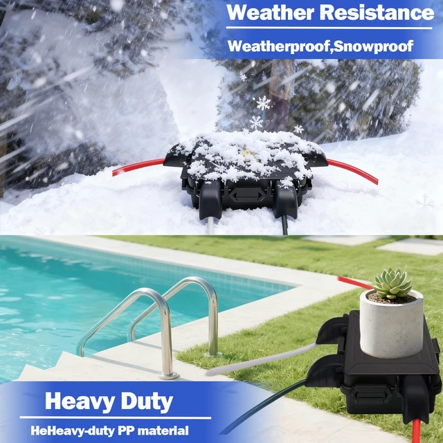 Alt view image 5 of 7 - Small Outdoor Electrical Box,IP54 Waterproof Extension Cord Cover 7.3*5.1*1.6 inch Weatherproof Connection Box w/4 Cable Entry Protect for Plug,Connector,Festive Light (2 PCS, Black)