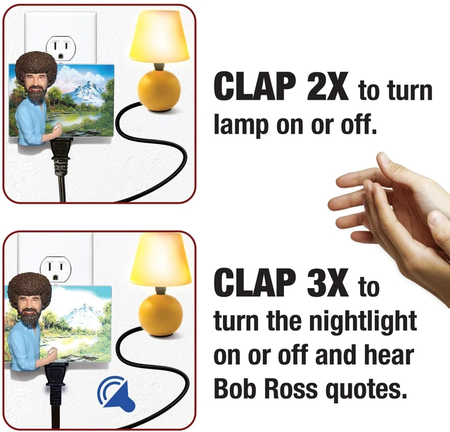 Alt view image 5 of 7 - Bob Ross Talking & Night Light, Wireless Sound Activated On/Off Light Switch, Clap Detection, Perfect for Kitchen/Bedroom/TV/Appliances, 120 V Wall Plug, Smart Home